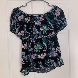 Floral American Eagle off the shoulder top